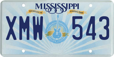 MS license plate XMW543