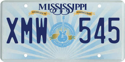 MS license plate XMW545