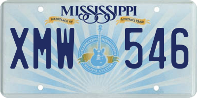 MS license plate XMW546