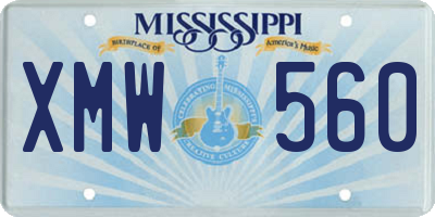 MS license plate XMW560