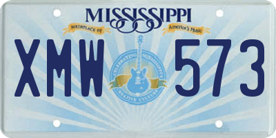 MS license plate XMW573