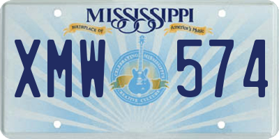 MS license plate XMW574