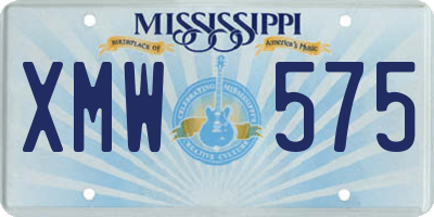 MS license plate XMW575