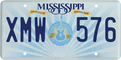 MS license plate XMW576