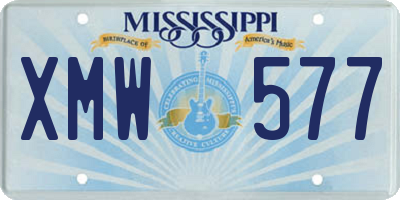 MS license plate XMW577
