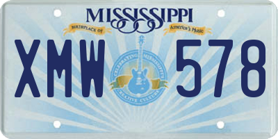 MS license plate XMW578