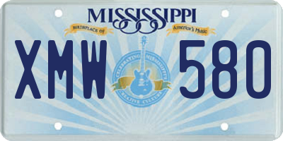 MS license plate XMW580