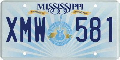 MS license plate XMW581