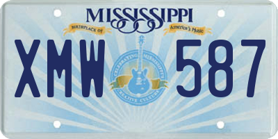 MS license plate XMW587