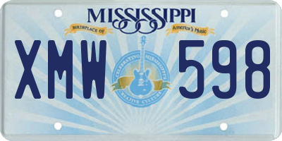 MS license plate XMW598
