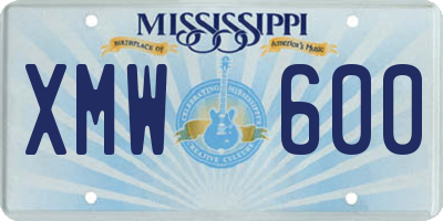 MS license plate XMW600