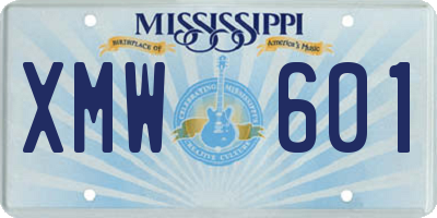 MS license plate XMW601