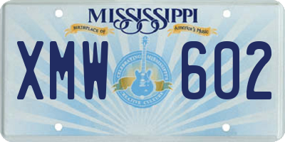 MS license plate XMW602