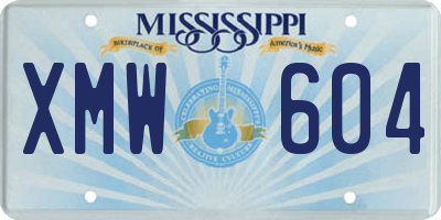 MS license plate XMW604