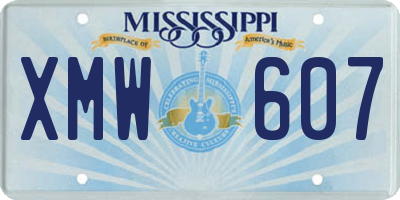 MS license plate XMW607