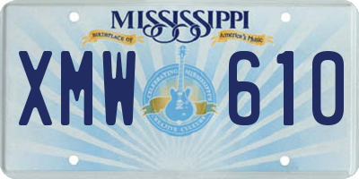 MS license plate XMW610