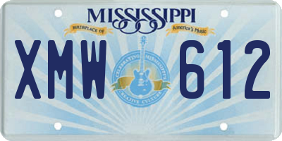 MS license plate XMW612