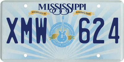 MS license plate XMW624