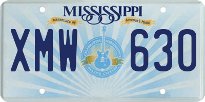 MS license plate XMW630