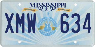 MS license plate XMW634