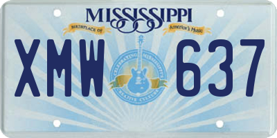 MS license plate XMW637