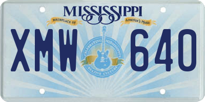 MS license plate XMW640