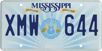 MS license plate XMW644