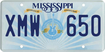 MS license plate XMW650