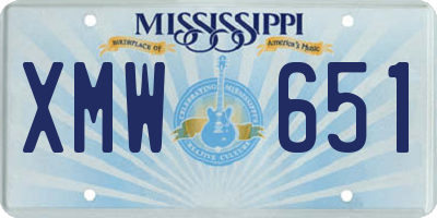 MS license plate XMW651