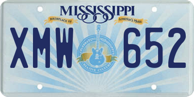 MS license plate XMW652
