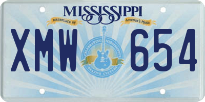 MS license plate XMW654