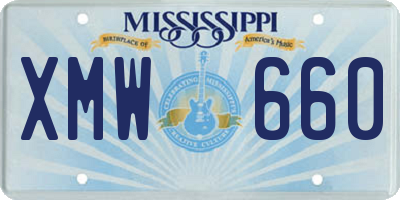 MS license plate XMW660