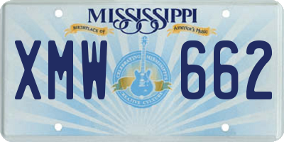 MS license plate XMW662