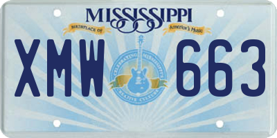 MS license plate XMW663