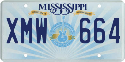 MS license plate XMW664