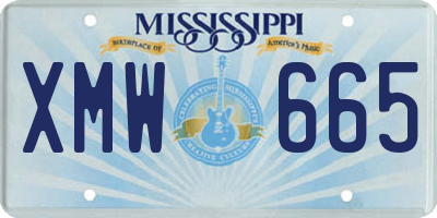 MS license plate XMW665