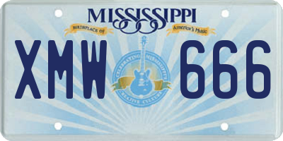 MS license plate XMW666