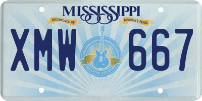 MS license plate XMW667