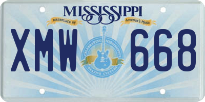 MS license plate XMW668