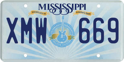 MS license plate XMW669