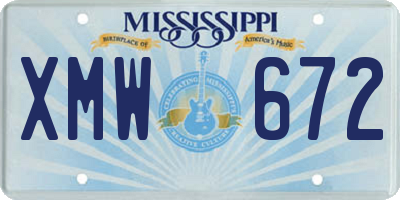 MS license plate XMW672