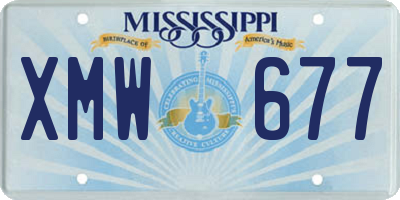 MS license plate XMW677
