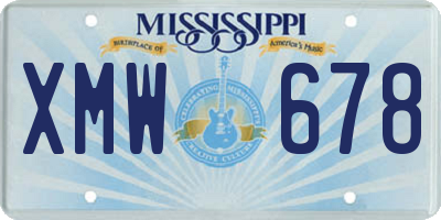 MS license plate XMW678