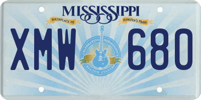 MS license plate XMW680