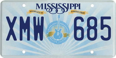 MS license plate XMW685