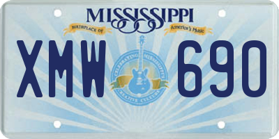 MS license plate XMW690