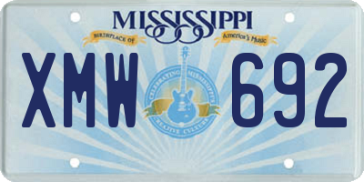MS license plate XMW692
