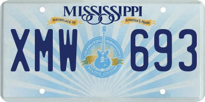 MS license plate XMW693