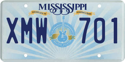 MS license plate XMW701