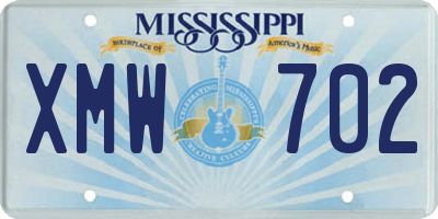 MS license plate XMW702